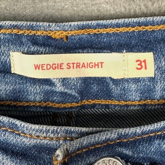 Levis Jeans Womens 31 Blue Wedgie Straight Button Fly Stretch Pockets High Rise - Picture 7 of 14